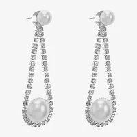 Monet Jewelry Silver Tone Glass Simulated Pearl Drop Earrings