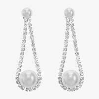 Monet Jewelry Silver Tone Glass Simulated Pearl Drop Earrings