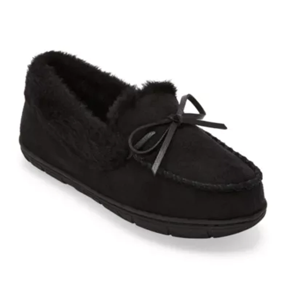 St. John's Bay Faux Fur Womens Moccasin Slippers