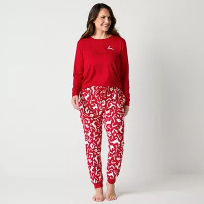 North Pole Trading Co. Womens Crew Neck Long Sleeve 2-pc. Matching Family Pant Pajama Set