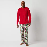 North Pole Trading Co. Mens Microfleece Crew Neck Long Sleeve 2-pc. Matching Family Pant Pajama Set