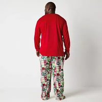 North Pole Trading Co. Mens Big Microfleece Crew Neck Long Sleeve 2-pc. Matching Family Pant Pajama Set