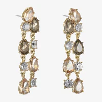 Monet Jewelry Gold Tone Glass Round Chandelier Earrings