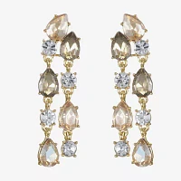 Monet Jewelry Gold Tone Glass Round Chandelier Earrings