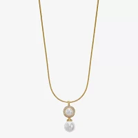 Monet Jewelry Womens Glass Simulated Pearl Zinc Round Pendant Necklaces