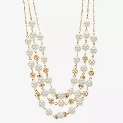 Monet Jewelry Glass Simulated Pearl 19 Inch Rolo Round Strand Necklace