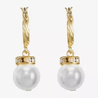 Monet Jewelry Glass Simulated Pearl Round Drop Earrings