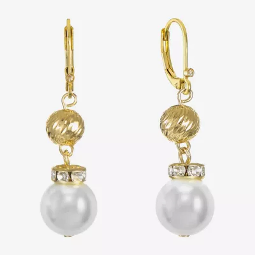 Monet Jewelry Glass Simulated Pearl Round Drop Earrings