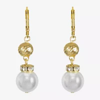 Monet Jewelry Glass Simulated Pearl Round Drop Earrings