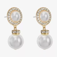 Monet Jewelry Glass Simulated Pearl Round Drop Earrings