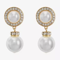 Monet Jewelry Glass Simulated Pearl Round Drop Earrings