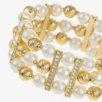 Monet Jewelry Glass Simulated Pearl Round Stretch Bracelet