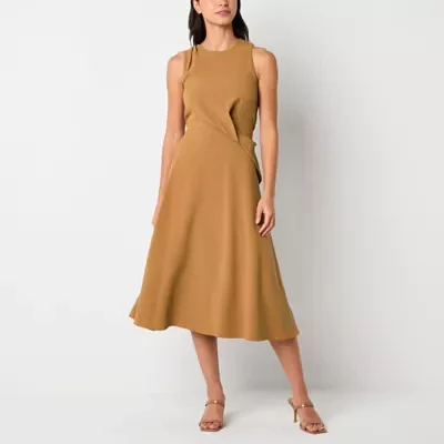 Maia Womens Sleeveless Midi Fit + Flare Dress