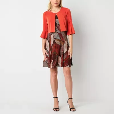 Perceptions Womens Leaf Jacket Dress Petite