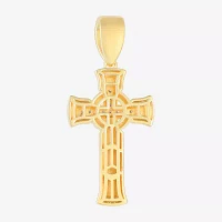 Mens 1/8 CT. T.W. Natural White Diamond Sterling Silver Cross Pendant