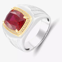 Mens 1/6 CT. T.W. Lab Created Red Ruby Sterling Silver Fashion Ring