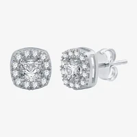 Yes, Please! Lab Created White Sapphire Sterling Silver 8.5mm Cushion Stud Earrings