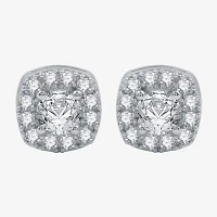 Yes, Please! Lab Created White Sapphire Sterling Silver 8.5mm Cushion Stud Earrings