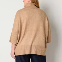 Liz Claiborne Womens 3/4 Sleeve Poncho Plus