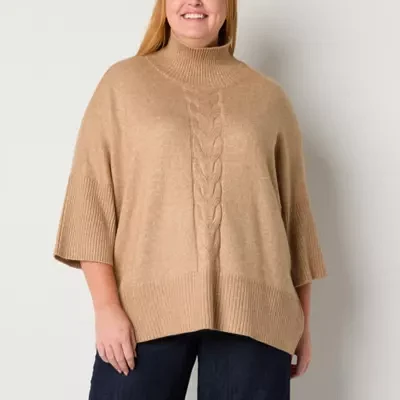 Liz Claiborne Womens 3/4 Sleeve Poncho Plus