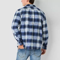 Arizona Mens Long Sleeve Plaid Button-Down Shirt