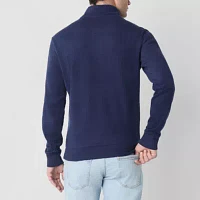 U.S. Polo Assn. Flatback Mens Mock Neck Long Sleeve Quarter-Zip Pullover