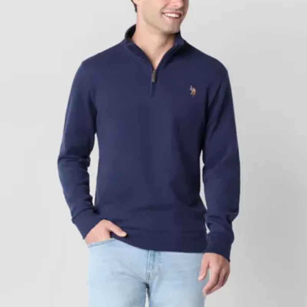 U.S. Polo Assn. Flatback Mens Mock Neck Long Sleeve Quarter-Zip Pullover