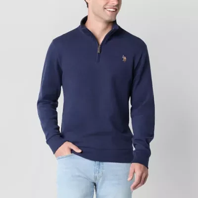 U.S. Polo Assn. Flatback Mens Mock Neck Long Sleeve Quarter-Zip Pullover