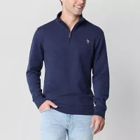 U.S. Polo Assn. Flatback Mens Mock Neck Long Sleeve Quarter-Zip Pullover