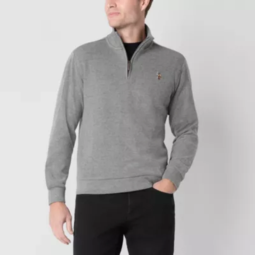 U.S. Polo Assn. Flatback Mens Mock Neck Long Sleeve Quarter-Zip Pullover