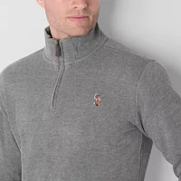 U.S. Polo Assn. Flatback Mens Mock Neck Long Sleeve Quarter-Zip Pullover