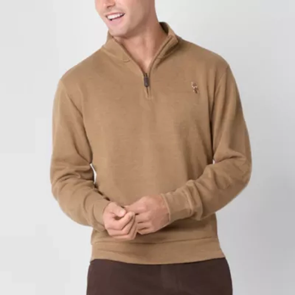 U.S. Polo Assn. Flatback Mens Mock Neck Long Sleeve Quarter-Zip Pullover