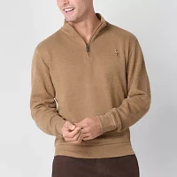 U.S. Polo Assn. Flatback Mens Mock Neck Long Sleeve Quarter-Zip Pullover