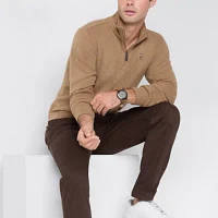 U.S. Polo Assn. Flatback Mens Mock Neck Long Sleeve Quarter-Zip Pullover