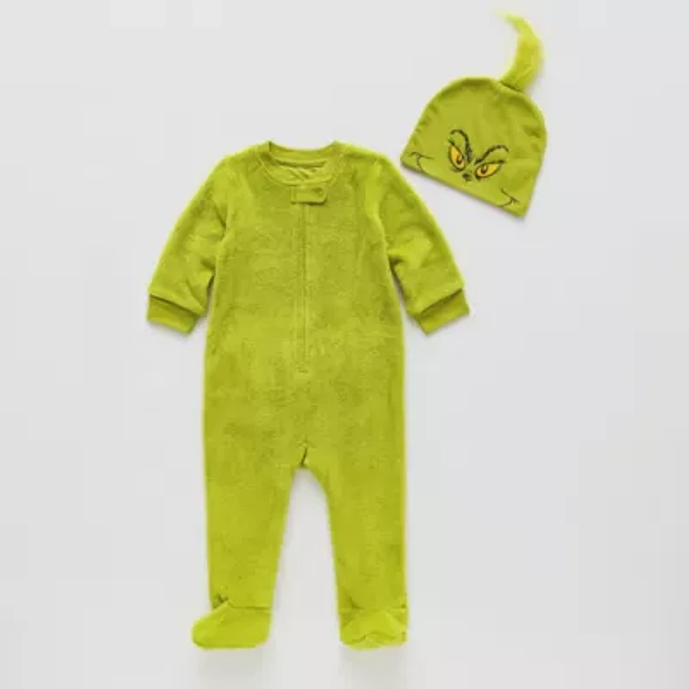 Baby Unisex Dr. Seuss Grinch Fleece Long Sleeve Matching Family One Piece Pajama