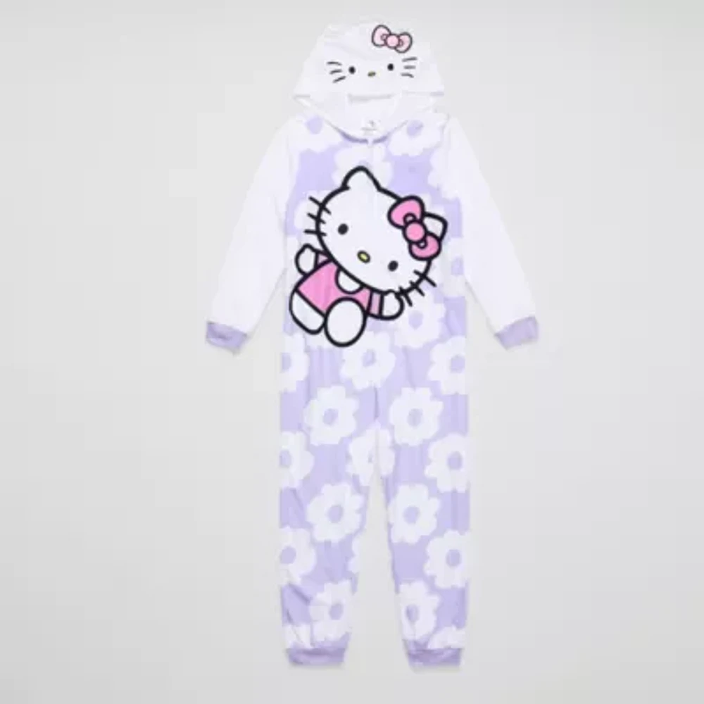 Little & Big Girls Microfleece Hello Kitty Long Sleeve One Piece Pajama