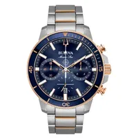 Bulova Marine Star Mens Silver Tone Stainless Steel Bracelet Watch 98b301