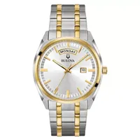 Bulova Surveyor Mens Two Tone Stainless Steel Bracelet Watch 98c127