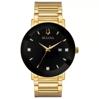 Bulova Futuro Unisex Adult Diamond Accent Gold Tone Stainless Steel Bracelet Watch 97d116