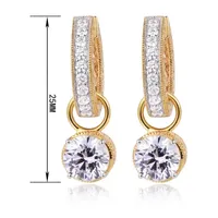 Cubic Zirconia 18K Gold Over Silver 25.1mm Round Hoop Earrings