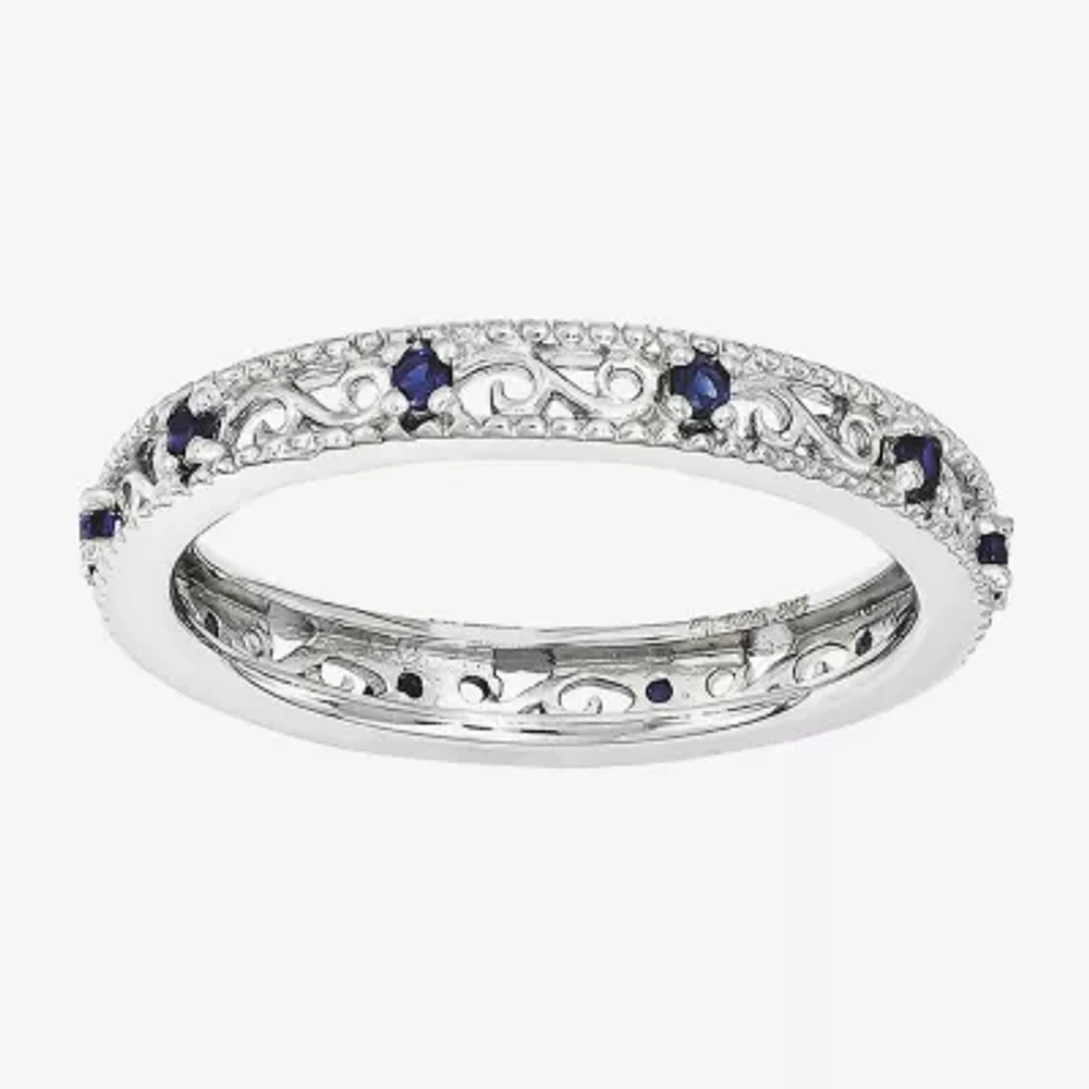 Personally Stackable Lab-Created Sapphire Filigree Eternity Ring