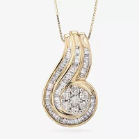 3/4 CT.T.W. Natural Diamond 10K Gold Swirl Pendant Necklace