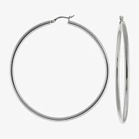 Sterling Silver Large Polished Hoop Earrings