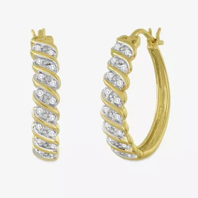 1/10 CT. T.W. Diamond Hoop Earrings Sterling Silver or 14K Gold Over