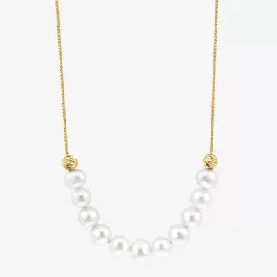 Effy  Womens White Cultured Freshwater Pearl 14K Gold Over Silver Strand Necklace