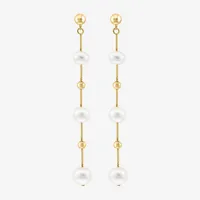 Effy  White Cultured Freshwater Pearl 14K Gold Over Silver Drop Earrings