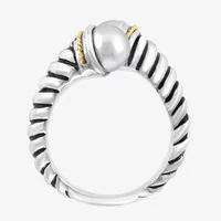 Effy  Womens 7MM White Cultured Freshwater Pearl Sterling Silver Cocktail Ring