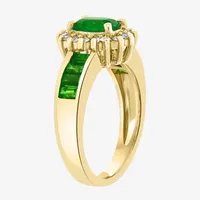 Effy Womens 1/ CT. T.W. Diamond & Genuine Green Emerald 14K Gold Cocktail Ring