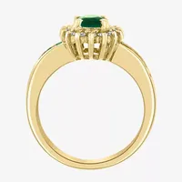 Effy Womens 1/ CT. T.W. Diamond & Genuine Green Emerald 14K Gold Cocktail Ring