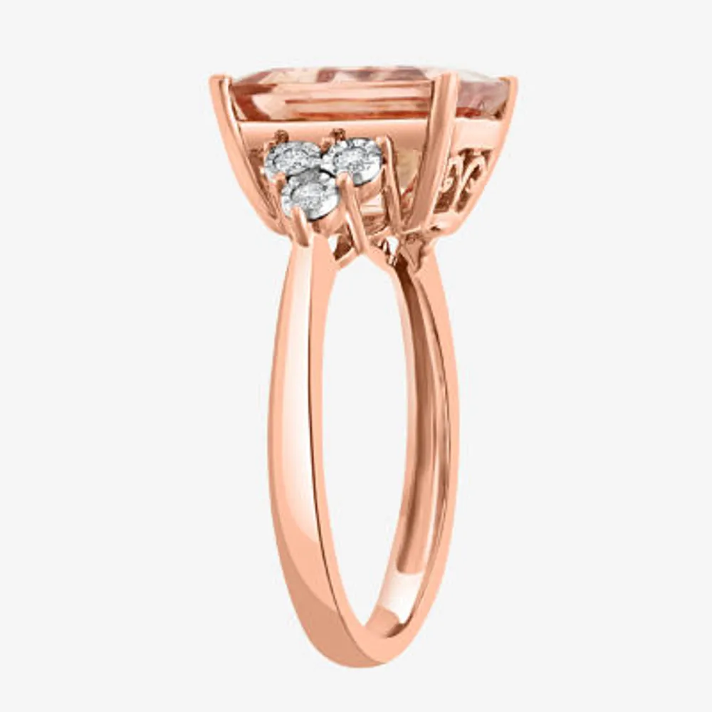 Effy Womens 1/10 CT. T.W. Diamond & Genuine Pink Morganite 14K Two Tone Gold Cocktail Ring